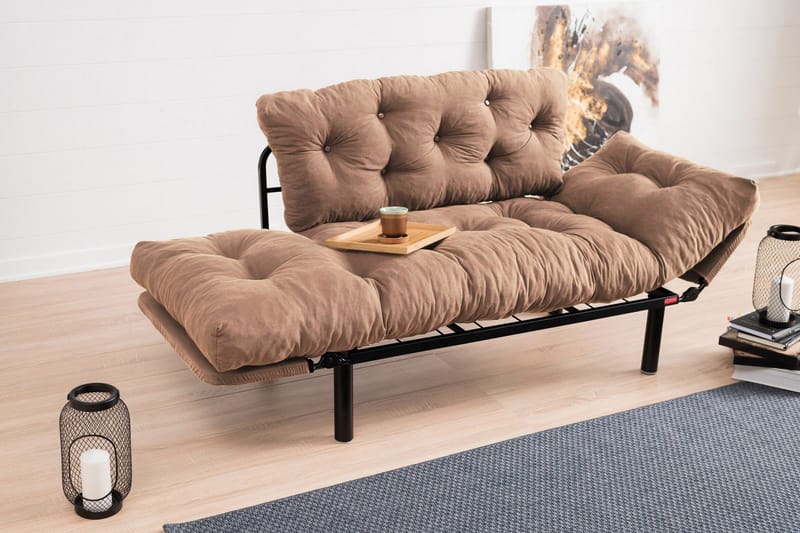 Maryborough 2-sits Rektangulär Fällbar Bäddsoffa 70x187 cm i Tyg - Brun - Möbler - Soffa - Bäddsoffa