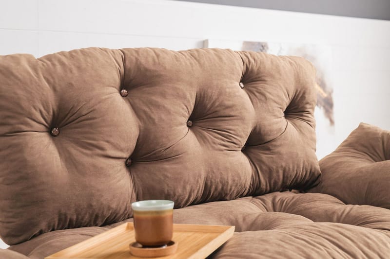 Maryborough 2-sits Rektangulär Fällbar Bäddsoffa 70x187 cm i Tyg - Brun - Möbler - Soffa - Bäddsoffa