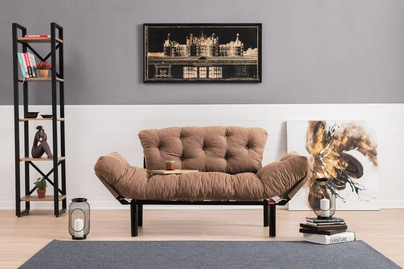 Maryborough 2-sits Rektangulär Fällbar Bäddsoffa 70x187 cm i Tyg - Brun - Möbler - Soffa - Bäddsoffa