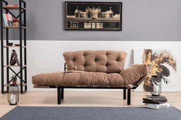 Maryborough 2-sits Rektangulär Fällbar Bäddsoffa 70x187 cm i Tyg - Brun - Möbler - Soffa - Bäddsoffa