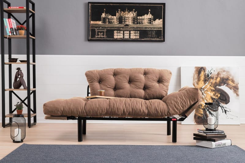 Maryborough 2-sits Rektangulär Fällbar Bäddsoffa 70x187 cm i Tyg - Brun - Möbler - Soffa - Bäddsoffa