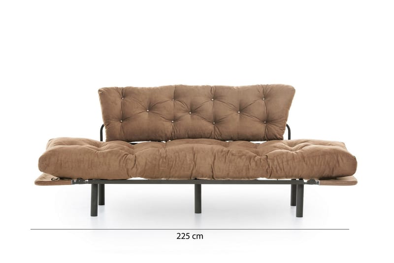 Maryborough 2-sits Rektangulär Fällbar Bäddsoffa 70x225 cm i Tyg - Brun - Möbler - Soffa - Bäddsoffa