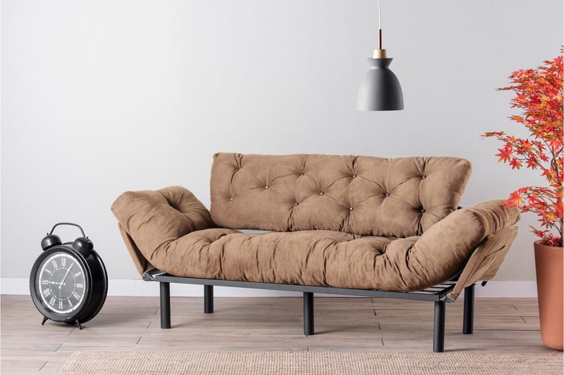 Maryborough 2-sits Rektangulär Fällbar Bäddsoffa 70x225 cm i Tyg - Brun - Möbler - Soffa - Bäddsoffa