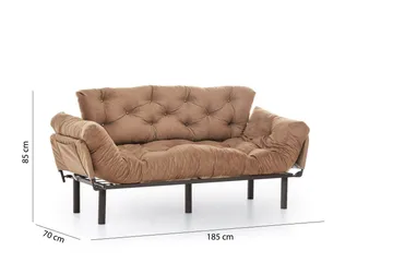 Maryborough 2-sits Rektangulär Fällbar Bäddsoffa 70x225 cm i Tyg - Brun - Möbler - Soffa - Bäddsoffa