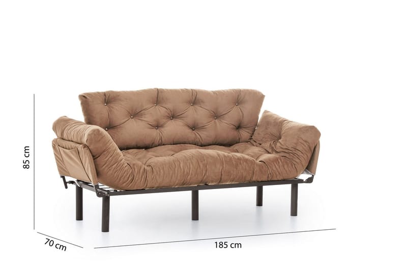 Maryborough 2-sits Rektangulär Fällbar Bäddsoffa 70x225 cm i Tyg - Brun - Möbler - Soffa - Bäddsoffa