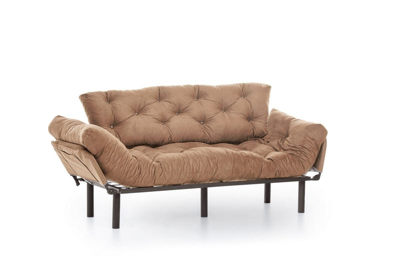 Maryborough 2-sits Rektangulär Fällbar Bäddsoffa 70x225 cm i Tyg - Brun - Möbler - Soffa - Bäddsoffa