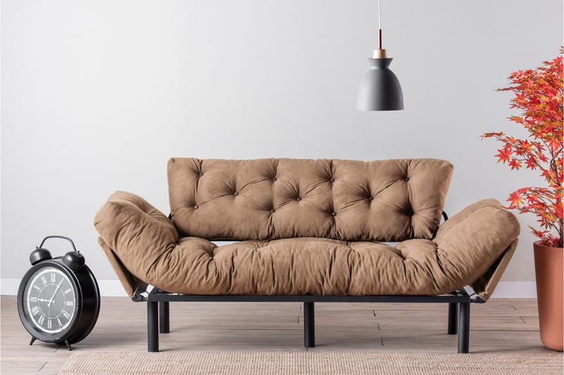 Maryborough 2-sits Rektangulär Fällbar Bäddsoffa 70x225 cm i Tyg - Brun - Möbler - Soffa - Bäddsoffa