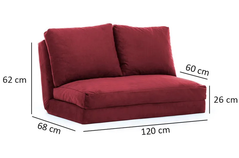 Maydena Bäddsoffa 2-sits 120x185 - Maroon - Möbler - Soffa - Bäddsoffa