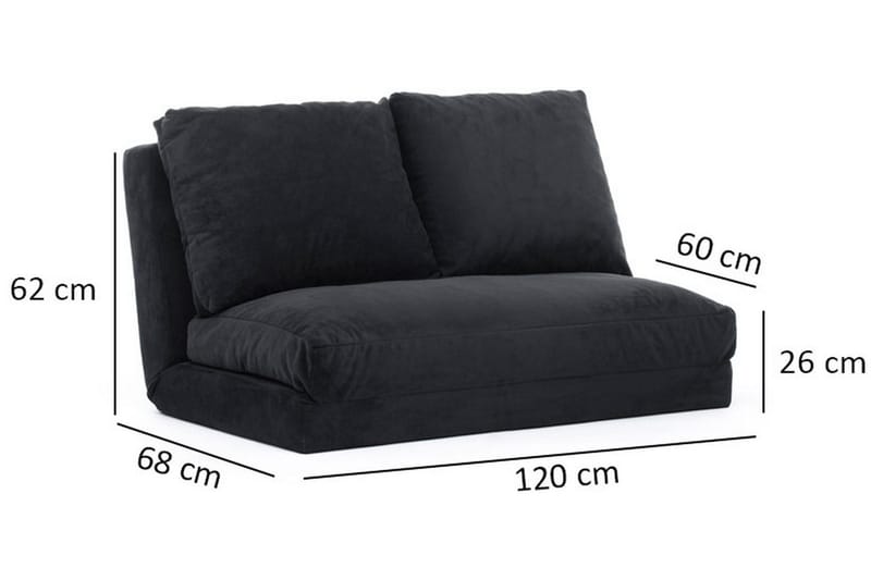 Maydena Bäddsoffa 2-sits 120x185 - Svart - Möbler - Soffa - Bäddsoffa