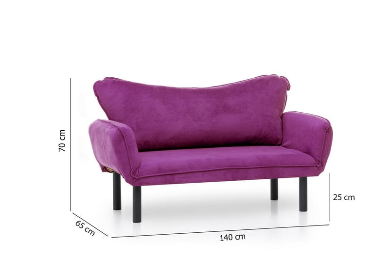 Mezonzo 2-sits Längsbäddad Fällbar Bäddsoffa 65x180 cm i Sammet - Lila - Möbler - Soffa - Bäddsoffa
