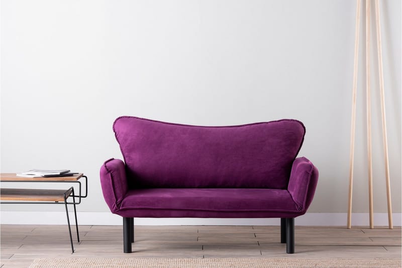 Mezonzo 2-sits Längsbäddad Fällbar Bäddsoffa 65x180 cm i Sammet - Lila - Möbler - Soffa - Bäddsoffa
