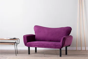 Mezonzo 2-sits Längsbäddad Fällbar Bäddsoffa 65x180 cm i Sammet - Lila - Möbler - Soffa - Bäddsoffa