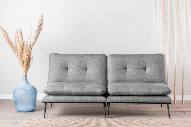 Mezonzo 2-sits Rektangulär Knappad Bäddsoffa i Tyg med Metallben - Grå - Möbler - Soffa - Bäddsoffa