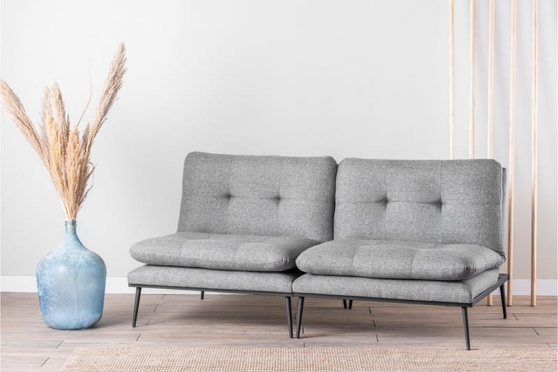 Mezonzo 2-sits Rektangulär Knappad Bäddsoffa i Tyg med Metallben - Grå - Möbler - Soffa - Bäddsoffa