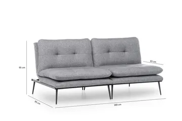 Mezonzo 2-sits Rektangulär Knappad Bäddsoffa i Tyg med Metallben - Grå - Möbler - Soffa - Bäddsoffa