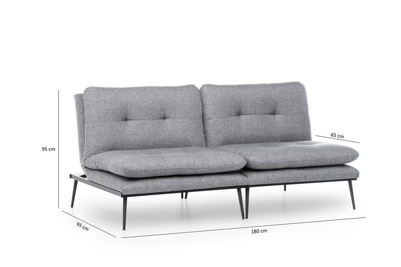 Mezonzo 2-sits Rektangulär Knappad Bäddsoffa i Tyg med Metallben - Grå - Möbler - Soffa - Bäddsoffa