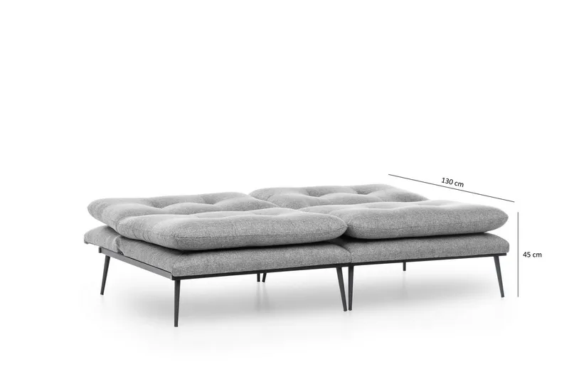 Mezonzo 2-sits Rektangulär Knappad Bäddsoffa i Tyg med Metallben - Grå - Möbler - Soffa - Bäddsoffa