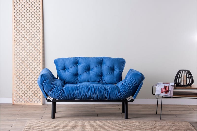 Mezonzo 2-sits Rektangulär Längsbäddad Fällbar Bäddsoffa 70x190 cm i Tyg - Blå - Möbler - Soffa - Bäddsoffa