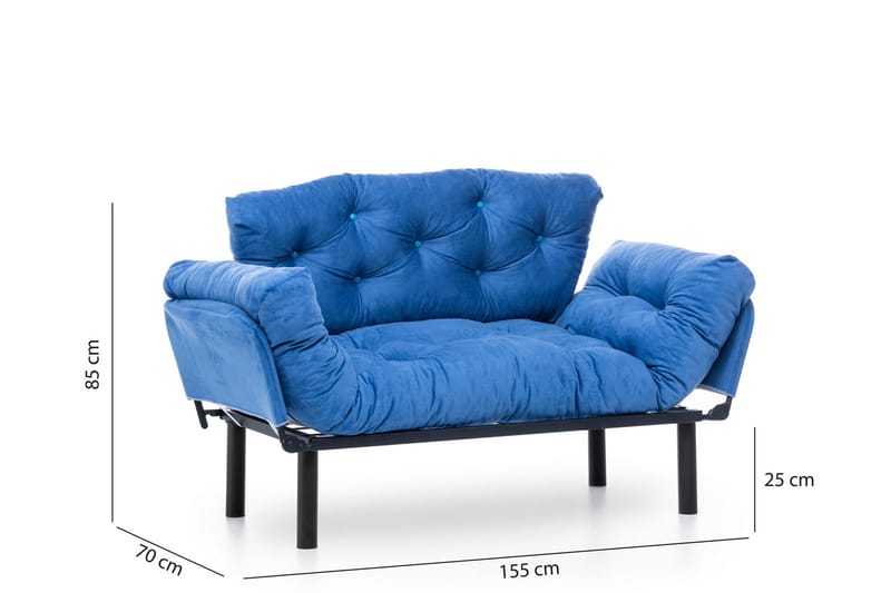 Mezonzo 2-sits Rektangulär Längsbäddad Fällbar Bäddsoffa 70x190 cm i Tyg - Blå - Möbler - Soffa - Bäddsoffa