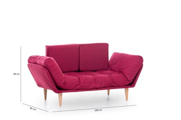 Mezonzo 3-sits Fällbar Längsbäddad Bäddsoffa 70x200 cm i Tyg - Röd - Möbler - Soffa - Bäddsoffa