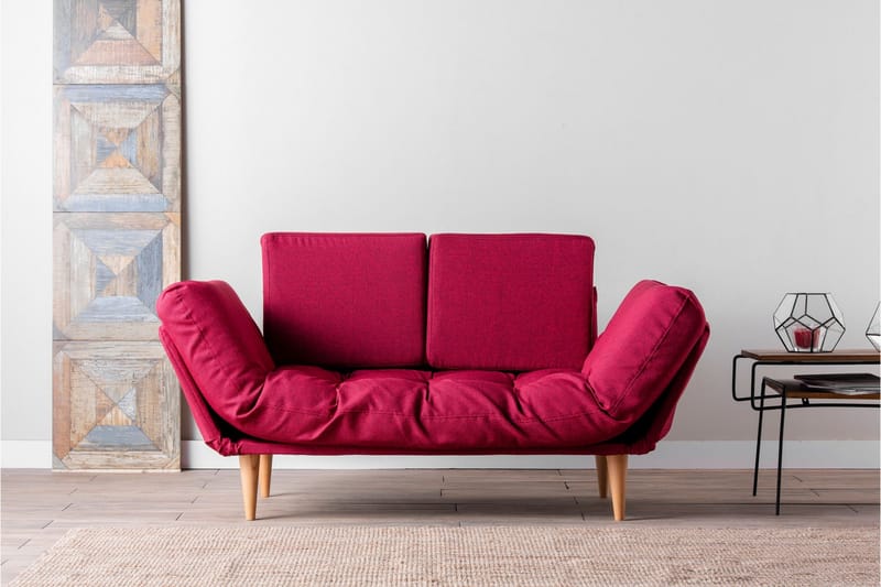 Mezonzo 3-sits Fällbar Längsbäddad Bäddsoffa 70x200 cm i Tyg - Röd - Möbler - Soffa - Bäddsoffa