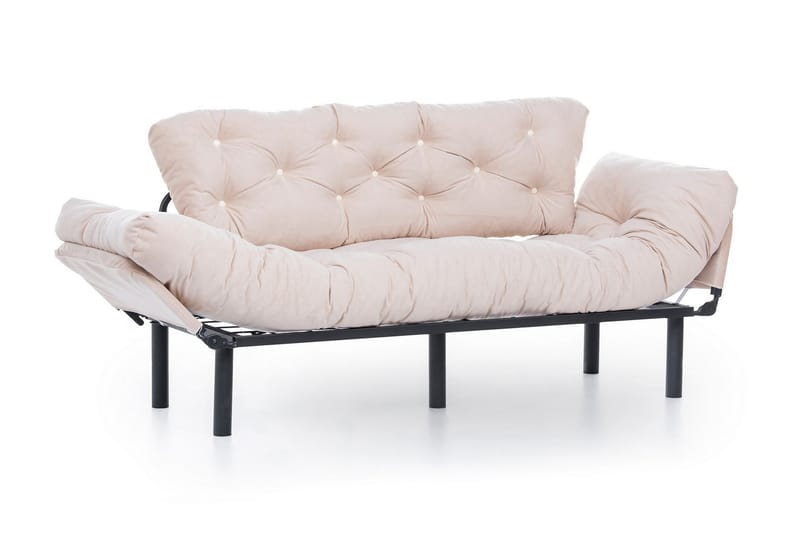Mezonzo 3-sits Längsbäddad Bäddsoffa Fällbar 70x225 cm i Tyg - Beige - Möbler - Soffa - Bäddsoffa