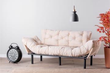Mezonzo 3-sits Längsbäddad Bäddsoffa Fällbar 70x225 cm i Tyg - Beige - Möbler - Soffa - Bäddsoffa