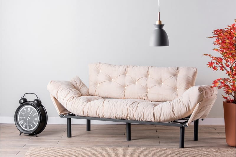 Mezonzo 3-sits Längsbäddad Bäddsoffa Fällbar 70x225 cm i Tyg - Beige - Möbler - Soffa - Bäddsoffa