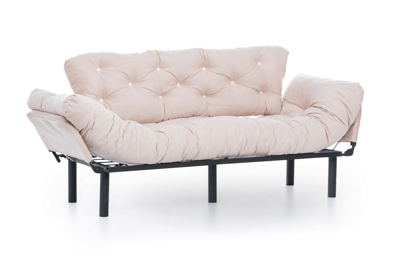 Mezonzo 3-sits Längsbäddad Bäddsoffa Fällbar 70x225 cm i Tyg - Beige - Möbler - Soffa - Bäddsoffa