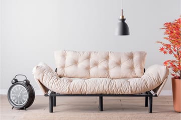 Mezonzo 3-sits Längsbäddad Bäddsoffa Fällbar 70x225 cm i Tyg - Beige - Möbler - Soffa - Bäddsoffa