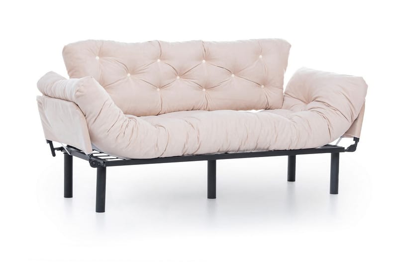 Mezonzo 3-sits Längsbäddad Bäddsoffa Fällbar 70x225 cm i Tyg - Beige - Möbler - Soffa - Bäddsoffa