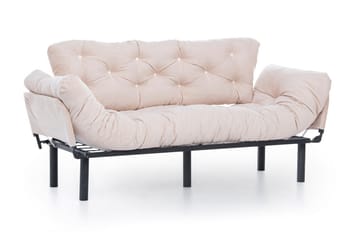 Mezonzo 3-sits Längsbäddad Bäddsoffa Fällbar 70x225 cm i Tyg - Beige - Möbler - Soffa - Bäddsoffa
