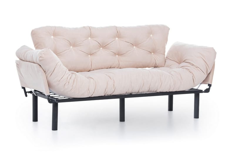 Mezonzo 3-sits Längsbäddad Bäddsoffa Fällbar 70x225 cm i Tyg - Beige - Möbler - Soffa - Bäddsoffa