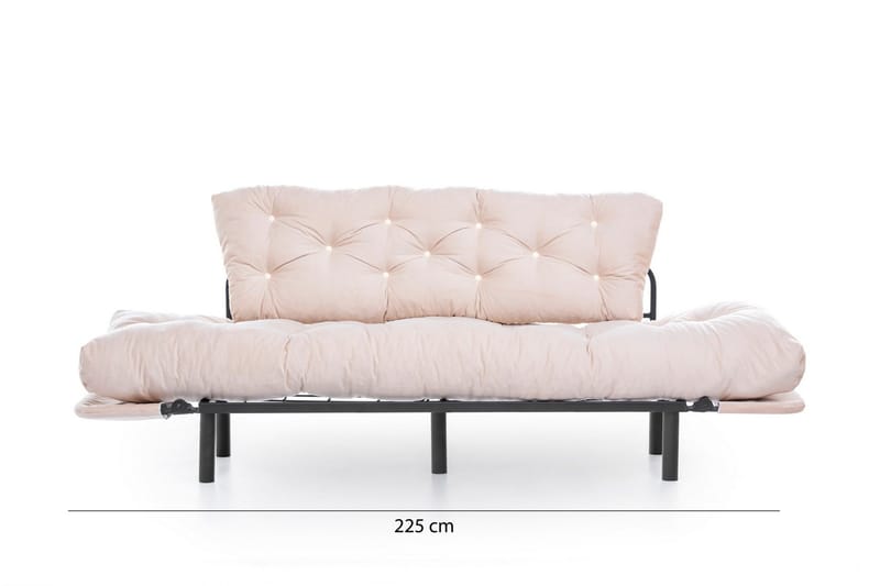 Mezonzo 3-sits Längsbäddad Bäddsoffa Fällbar 70x225 cm i Tyg - Beige - Möbler - Soffa - Bäddsoffa