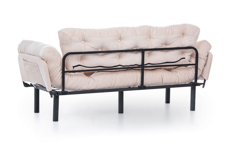 Mezonzo 3-sits Längsbäddad Bäddsoffa Fällbar 70x225 cm i Tyg - Beige - Möbler - Soffa - Bäddsoffa
