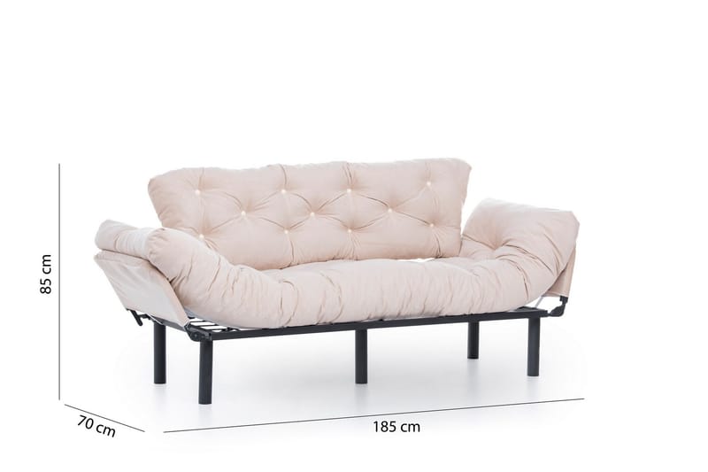 Mezonzo 3-sits Längsbäddad Bäddsoffa Fällbar 70x225 cm i Tyg - Beige - Möbler - Soffa - Bäddsoffa