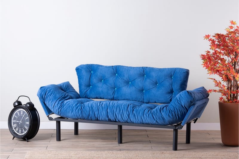 Mezonzo 3-sits Längsbäddad Bäddsoffa Fällbar 70x225 cm i Tyg - Blå - Möbler - Soffa - Bäddsoffa