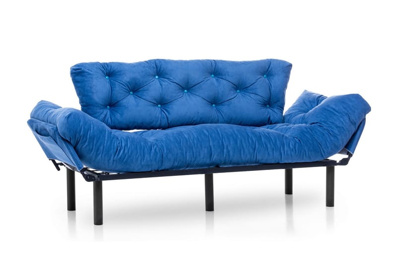 Mezonzo 3-sits Längsbäddad Bäddsoffa Fällbar 70x225 cm i Tyg - Blå - Möbler - Soffa - Bäddsoffa