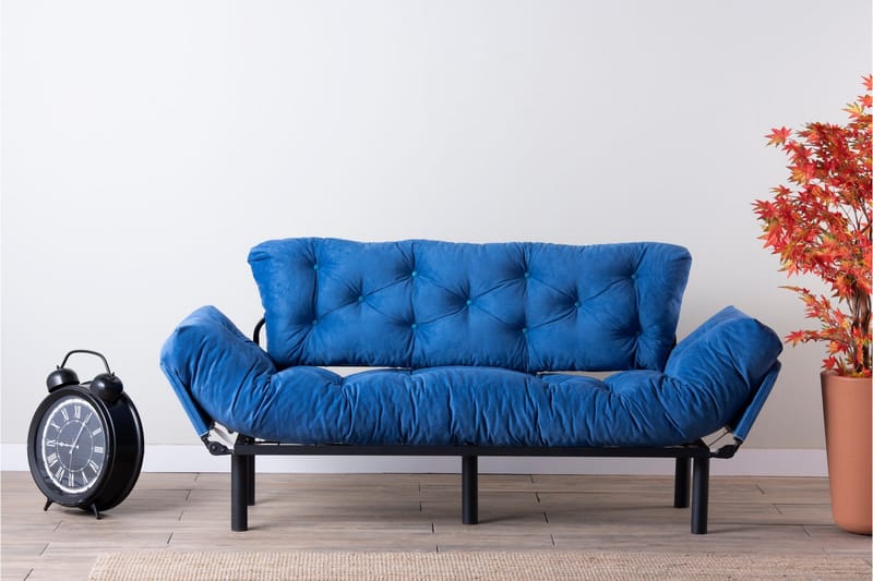 Mezonzo 3-sits Längsbäddad Bäddsoffa Fällbar 70x225 cm i Tyg - Blå - Möbler - Soffa - Bäddsoffa