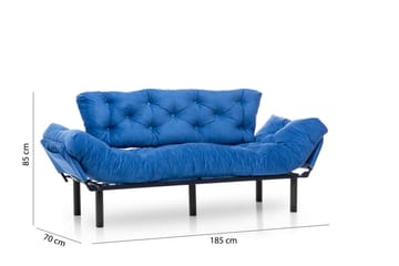 Mezonzo 3-sits Längsbäddad Bäddsoffa Fällbar 70x225 cm i Tyg - Blå - Möbler - Soffa - Bäddsoffa