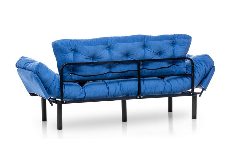 Mezonzo 3-sits Längsbäddad Bäddsoffa Fällbar 70x225 cm i Tyg - Blå - Möbler - Soffa - Bäddsoffa