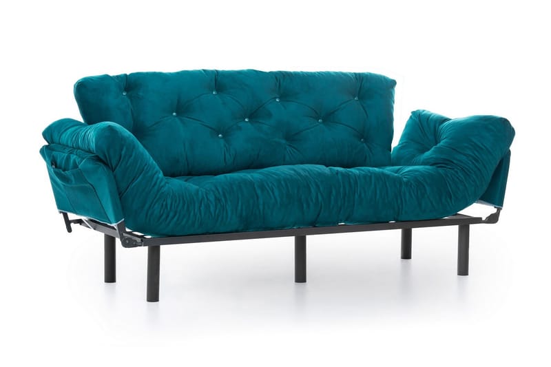 Mezonzo 3-sits Längsbäddad Bäddsoffa Fällbar 70x225 cm i Tyg - Grön - Möbler - Soffa - Bäddsoffa
