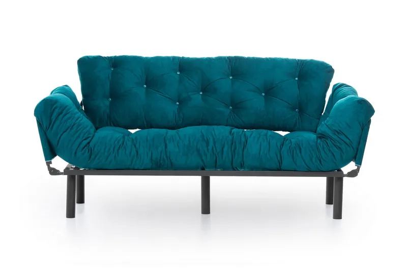 Mezonzo 3-sits Längsbäddad Bäddsoffa Fällbar 70x225 cm i Tyg, Grön
