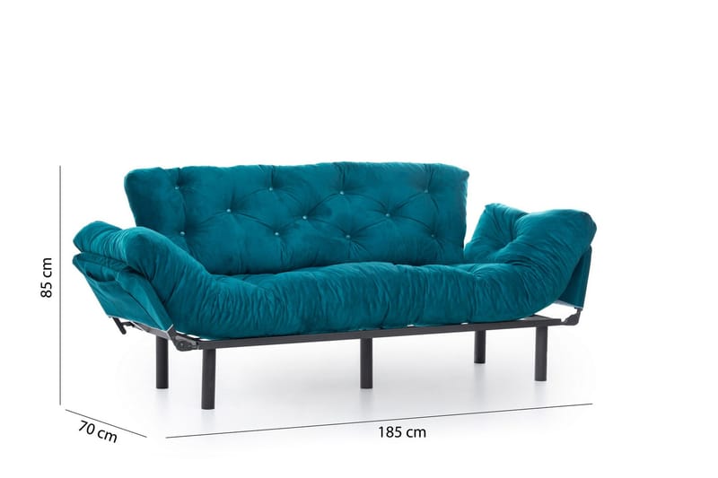 Mezonzo 3-sits Längsbäddad Bäddsoffa Fällbar 70x225 cm i Tyg - Grön - Möbler - Soffa - Bäddsoffa