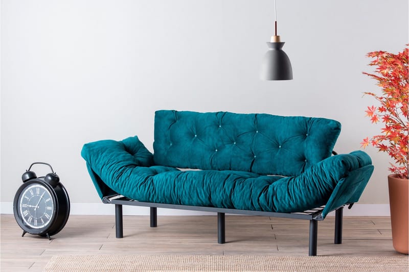 Mezonzo 3-sits Längsbäddad Bäddsoffa Fällbar 70x225 cm i Tyg - Grön - Möbler - Soffa - Bäddsoffa