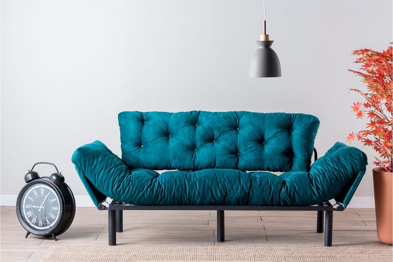Mezonzo 3-sits Längsbäddad Bäddsoffa Fällbar 70x225 cm i Tyg - Grön - Möbler - Soffa - Bäddsoffa