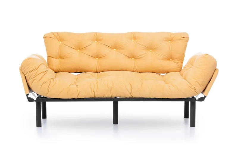 Mezonzo 3-sits Längsbäddad Bäddsoffa Fällbar 70x225 cm i Tyg - Gul - Möbler - Soffa - Bäddsoffa
