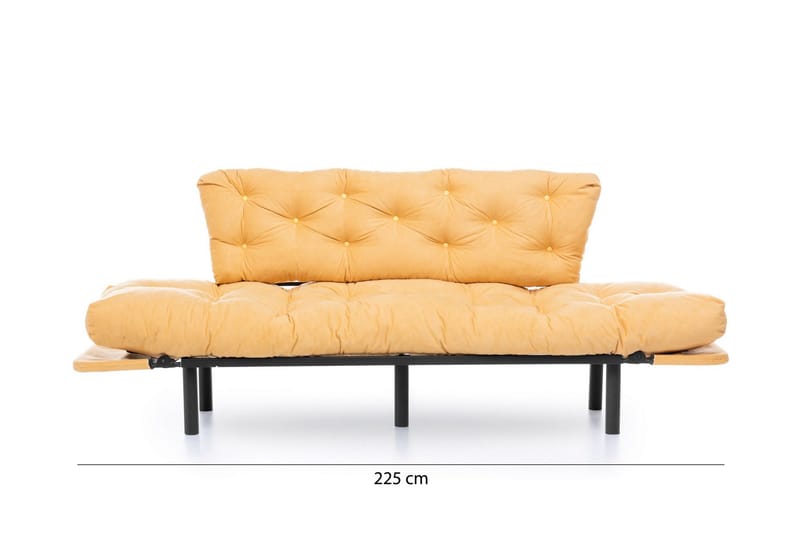 Mezonzo 3-sits Längsbäddad Bäddsoffa Fällbar 70x225 cm i Tyg - Gul - Möbler - Soffa - Bäddsoffa