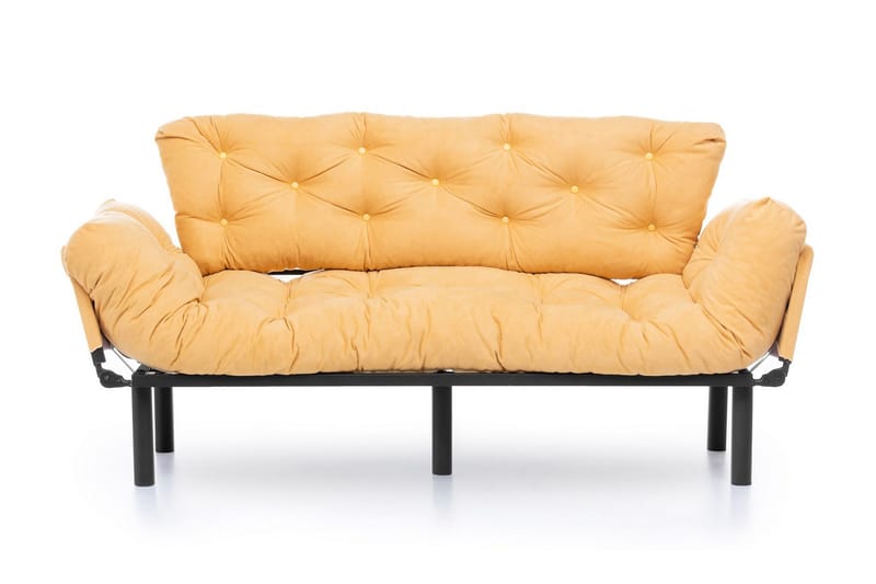 Mezonzo 3-sits Längsbäddad Bäddsoffa Fällbar 70x225 cm i Tyg - Gul - Möbler - Soffa - Bäddsoffa