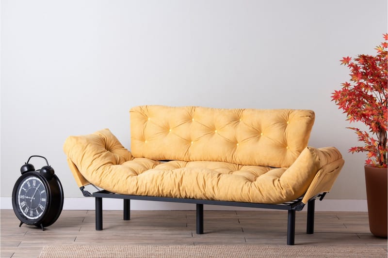 Mezonzo 3-sits Längsbäddad Bäddsoffa Fällbar 70x225 cm i Tyg - Gul - Möbler - Soffa - Bäddsoffa